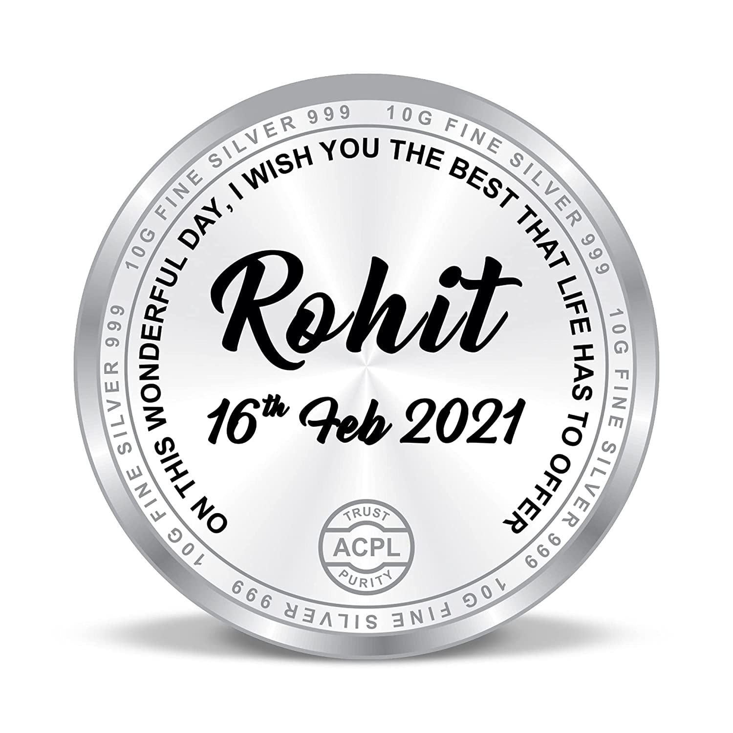 BIS Hallmarked Personalised Happy Birthday Silver Coin 999 Pure