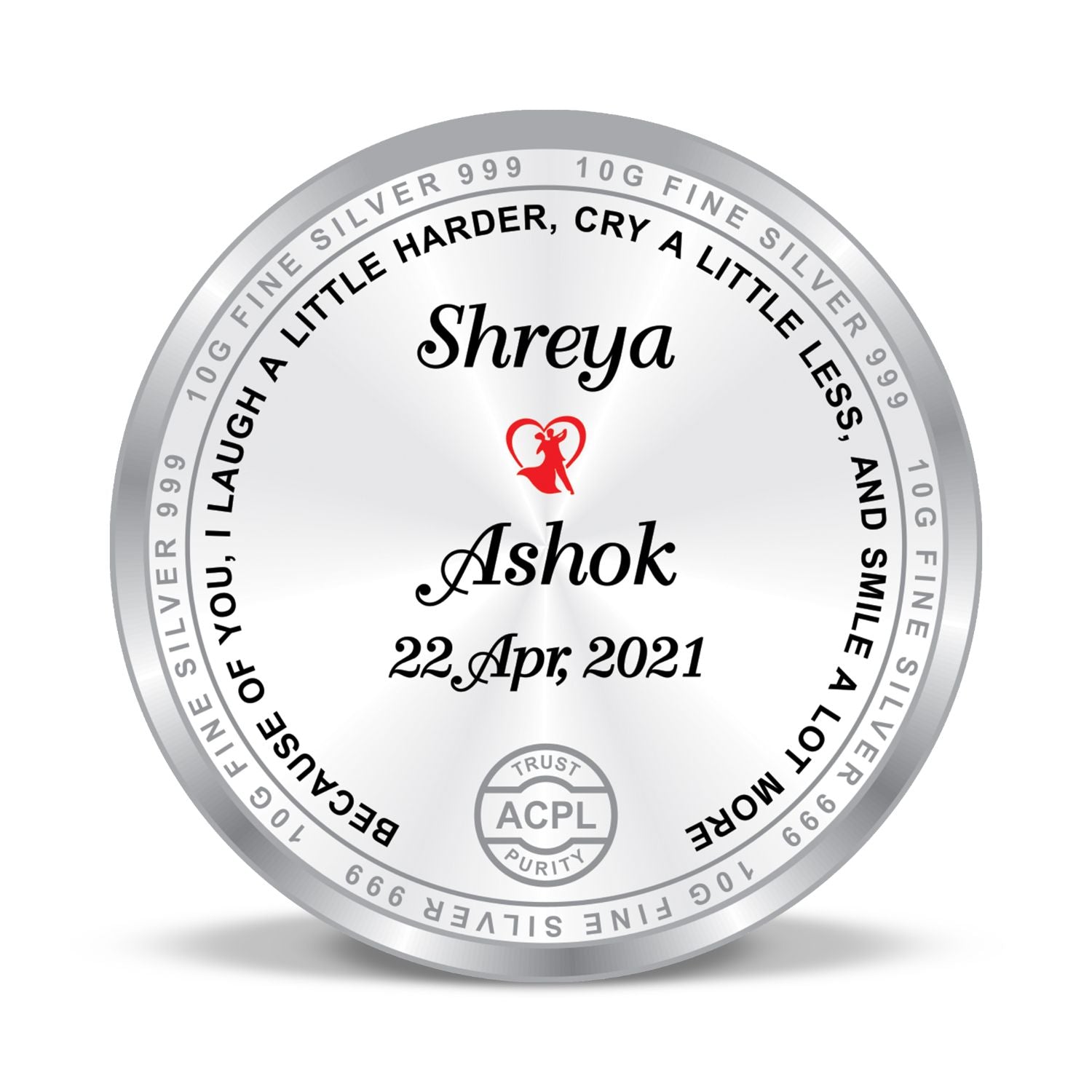 BIS Hallmarked Personalised Anniversary 999 Pure Silver Coin
