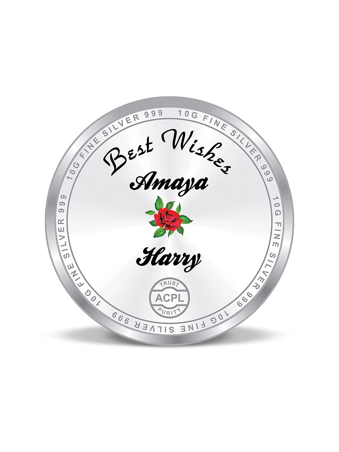 BIS Hallmarked Personalised Laxmi Ganesh Religious 999 Pure Silver Coin