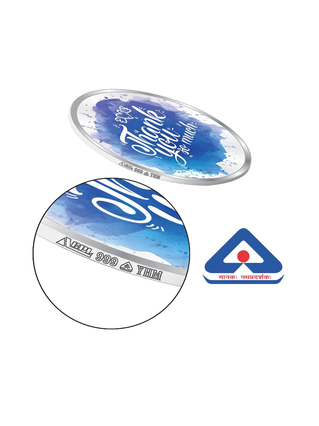 BIS Hallmarked Personalised Thank You 999 Pure Silver Coin