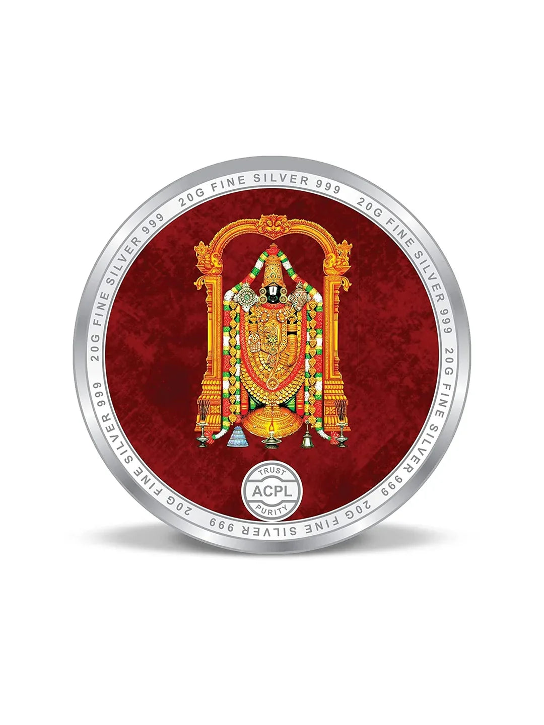 BIS Hallmarked Shree Tirupati Balaji Temple 20GM 999 Pure Silver Coin