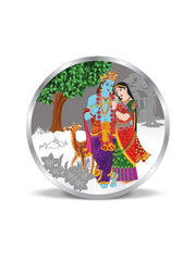 BIS Hallmarked Radha Krishna with Deer 999 Pure Silver Coin