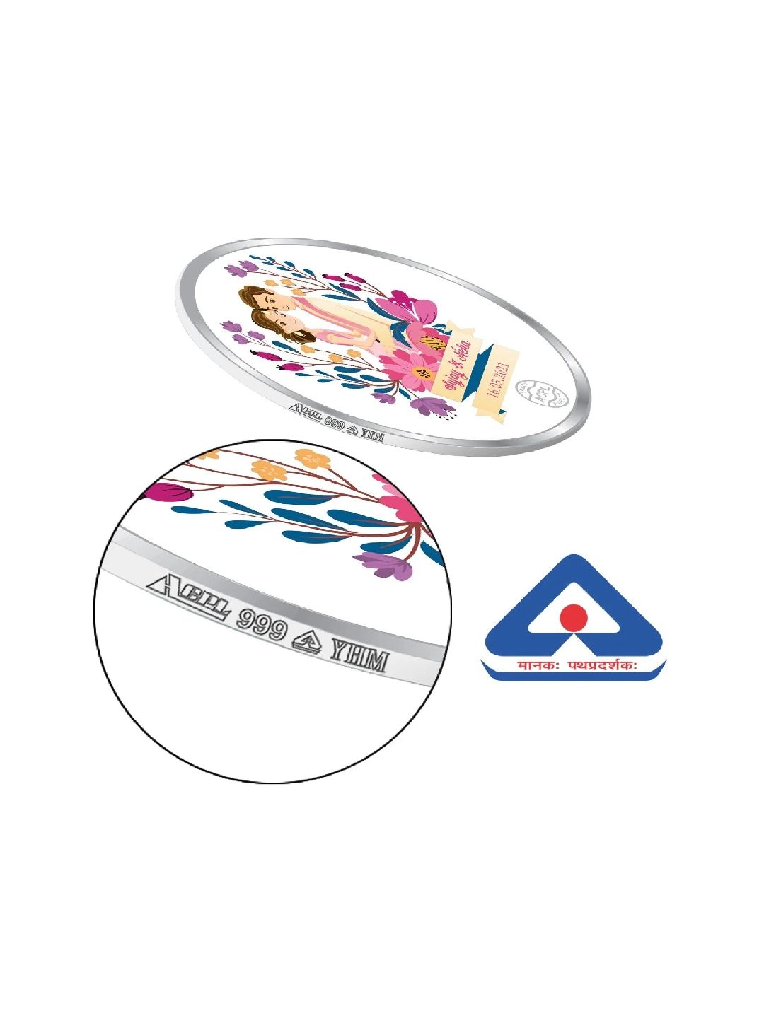 BIS Hallmarked Personalised Silver Coin Mr & Mrs 999 Pure