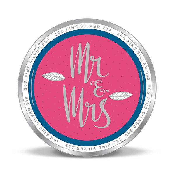 BIS Hallmarked Personalised Silver Coin Mr & Mrs 999 Pure