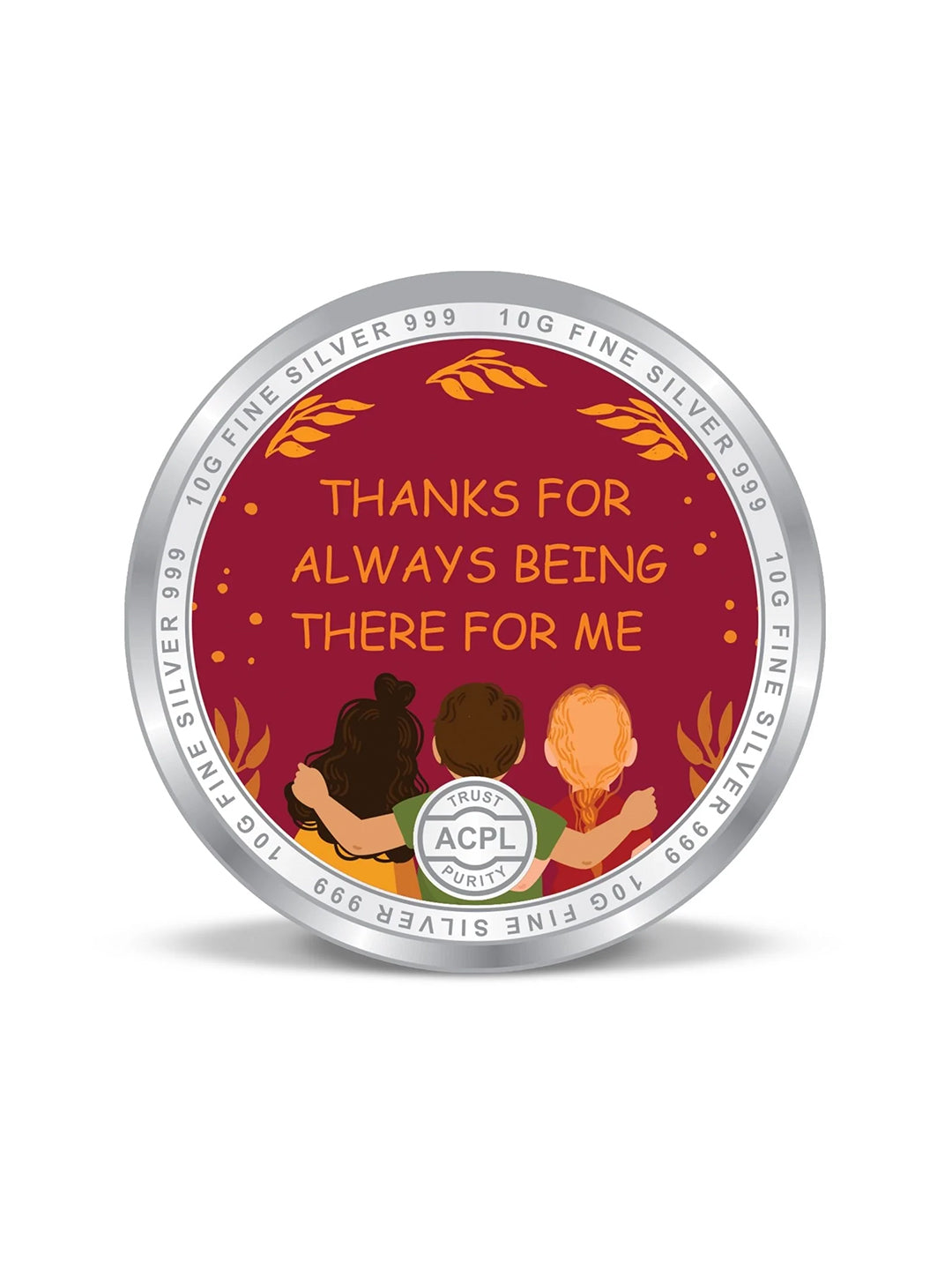 BIS Hallmarked Personalised Happy Friendship Day 999 Pure Silver Coin