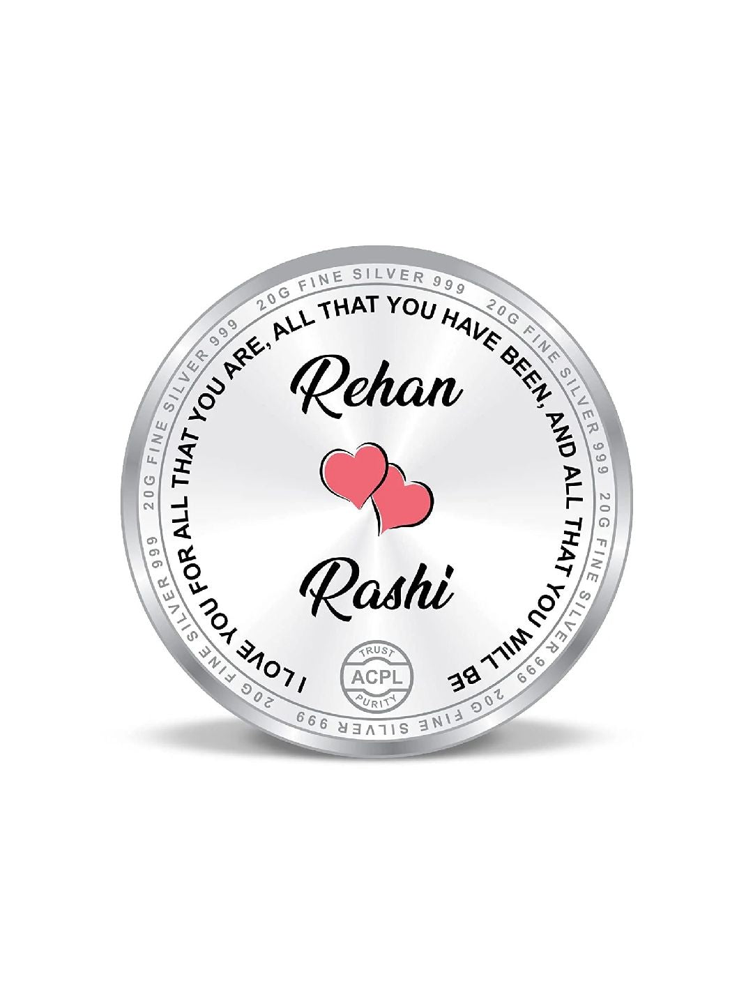 BIS Hallmarked Personalised Happy Valentines Day Silver Coin Gift 999 Purity