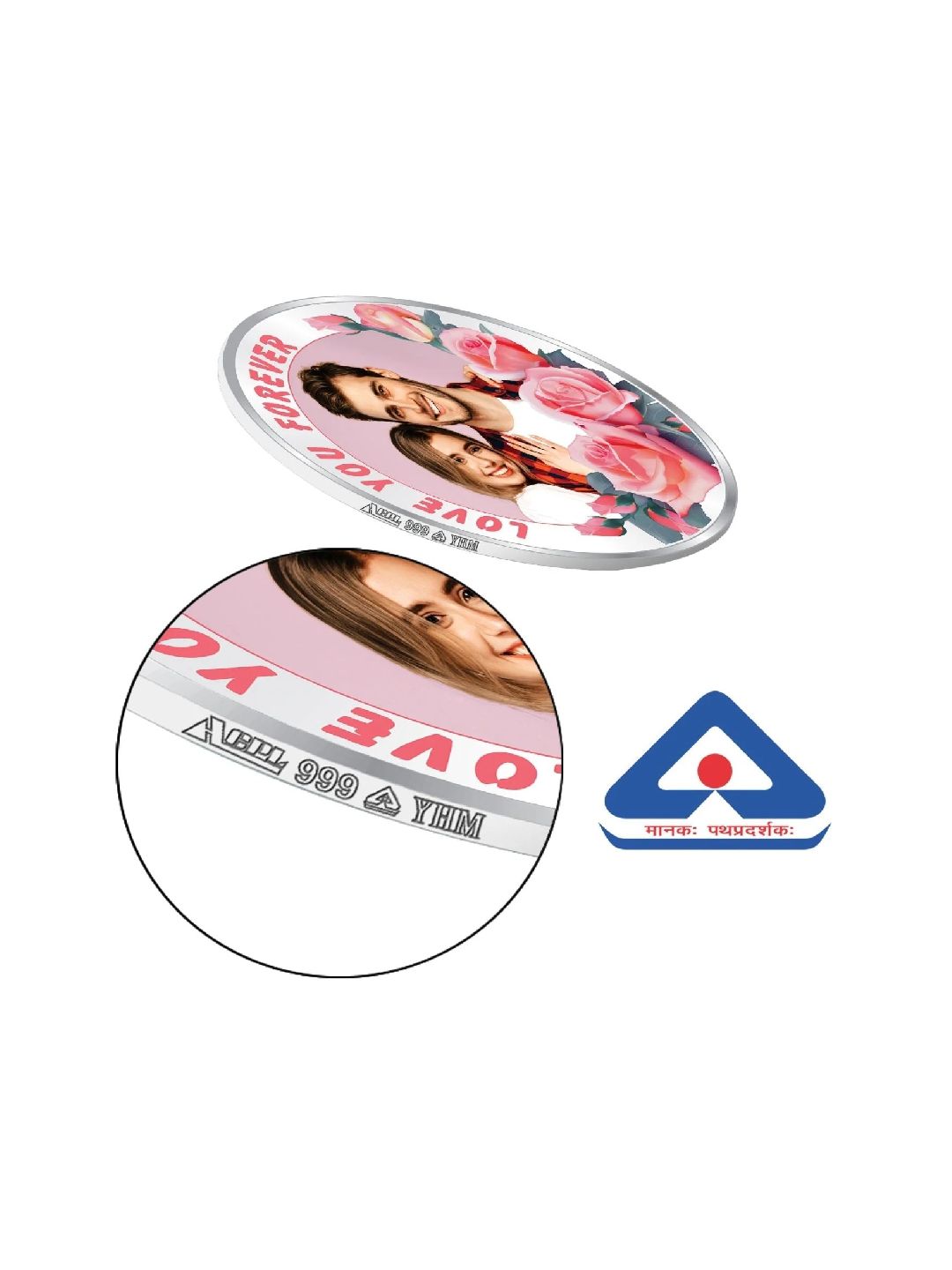 BIS Hallmarked Personalised Happy Valentines Day Silver Coin Gift 999 Purity