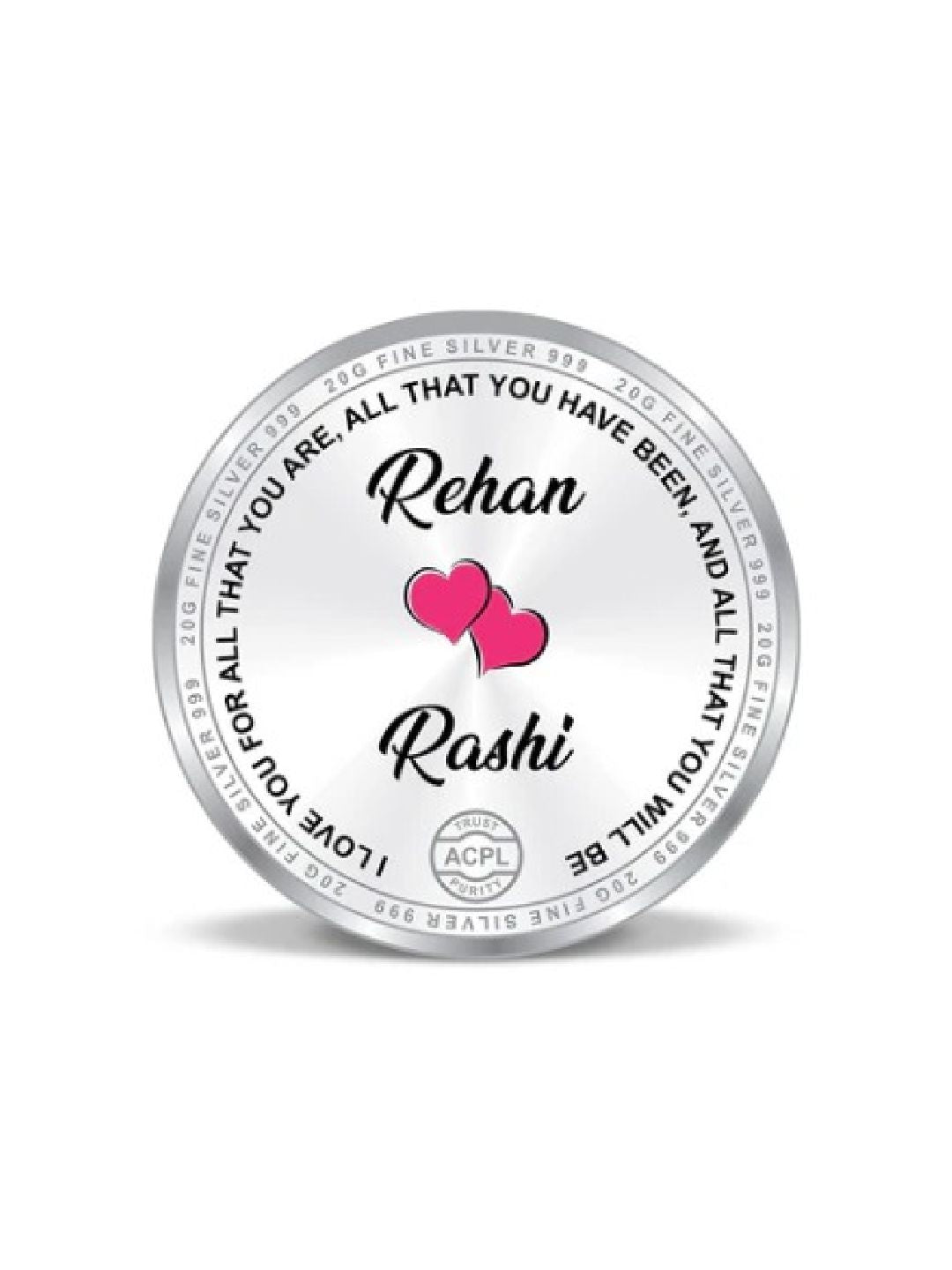 BIS Hallmarked Personalised Happy Valentines Day Silver Coin Gift 999 Purity