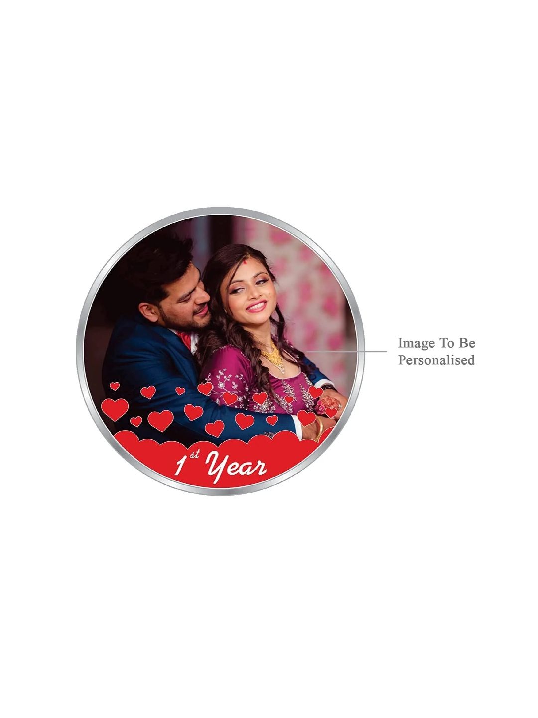 BIS Hallmarked Personalised Wedding Anniversary Silver Coin (999 Purity)