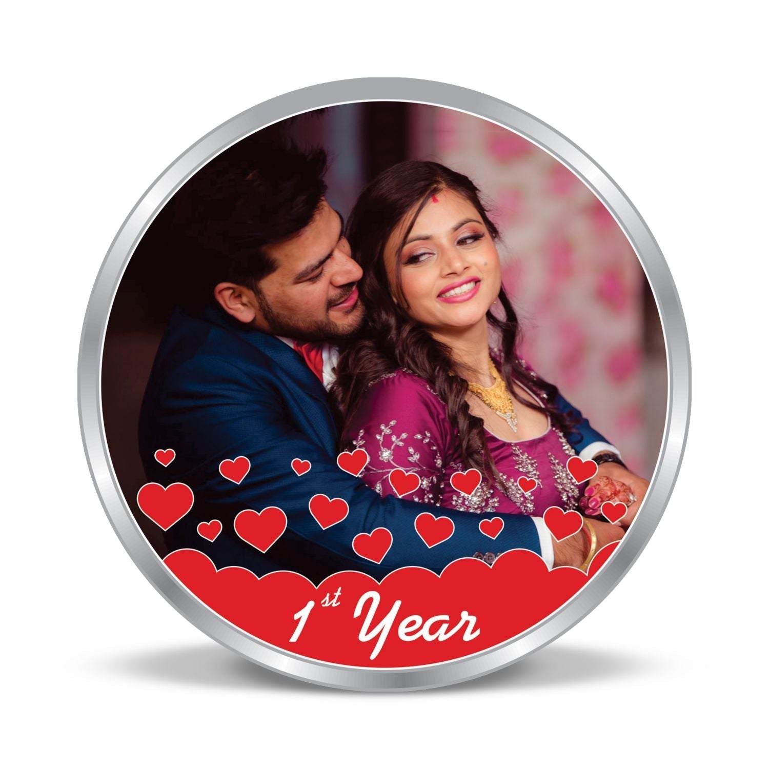 BIS Hallmarked Personalised Wedding Anniversary Silver Coin (999 Purity)