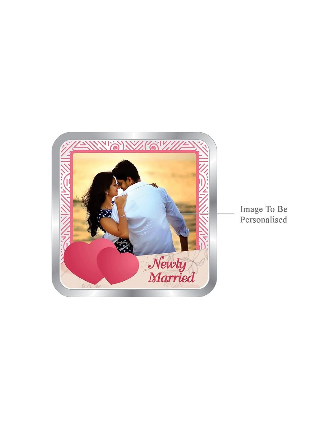 BIS Hallmarked Personalised Newly Married Silver Square Coin 999 Pure