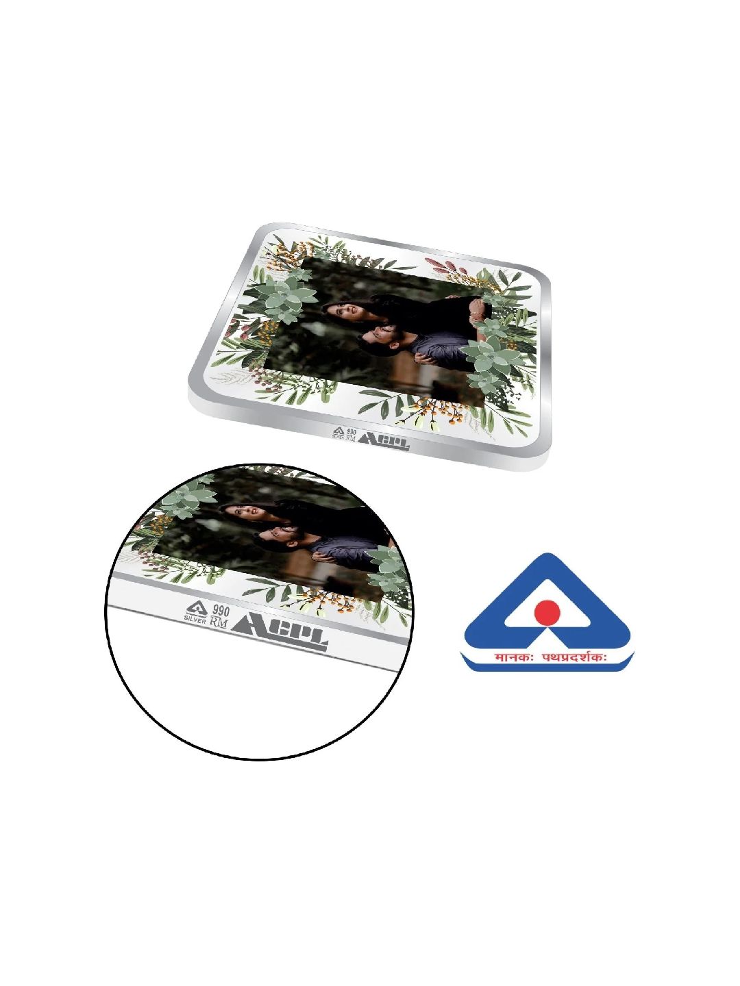 BIS Hallmarked Personalised Silver Square Coin Newly Married 999 Pure