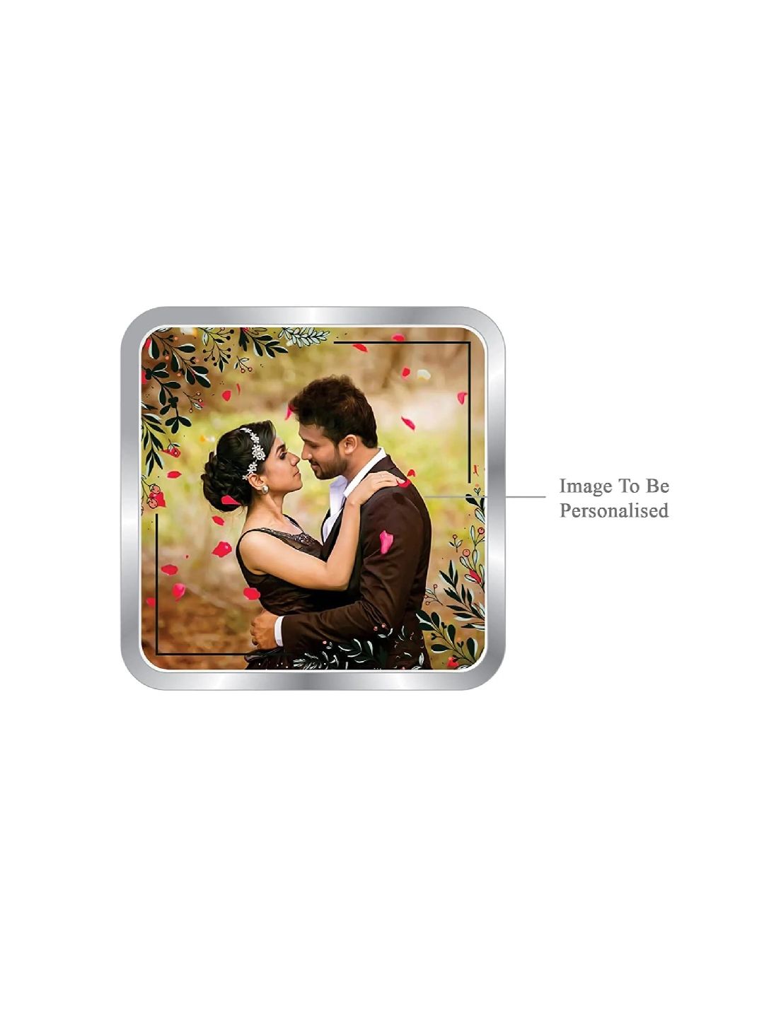 BIS Hallmarked Newly Married Personalised Silver Square Coin (999 Purity)
