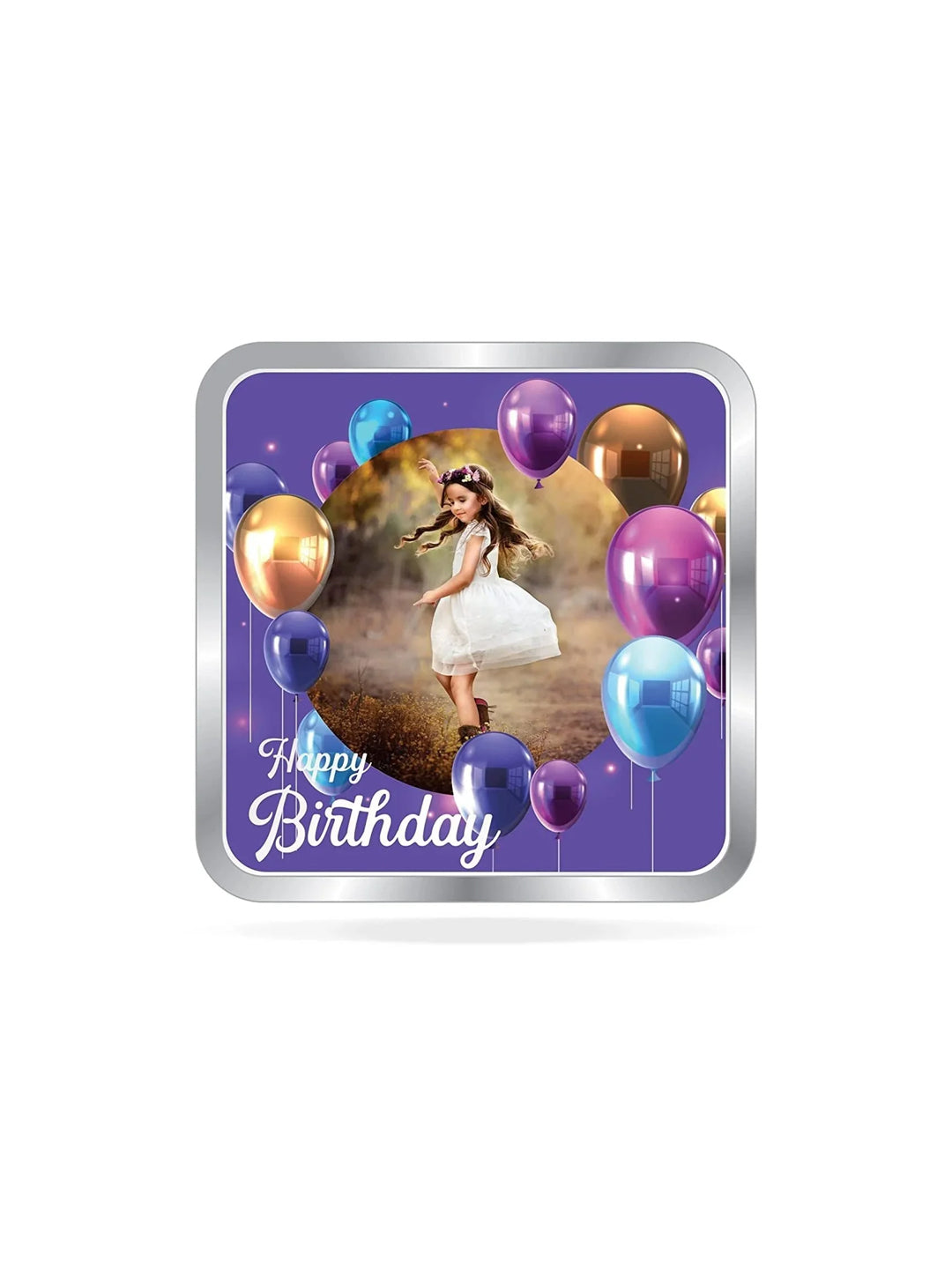 BIS Hallmarked Personalised Happy Birthday Silver Square Coin 999 Purity