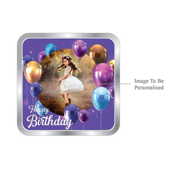 BIS Hallmarked Personalised Happy Birthday Silver Square Coin 999 Purity