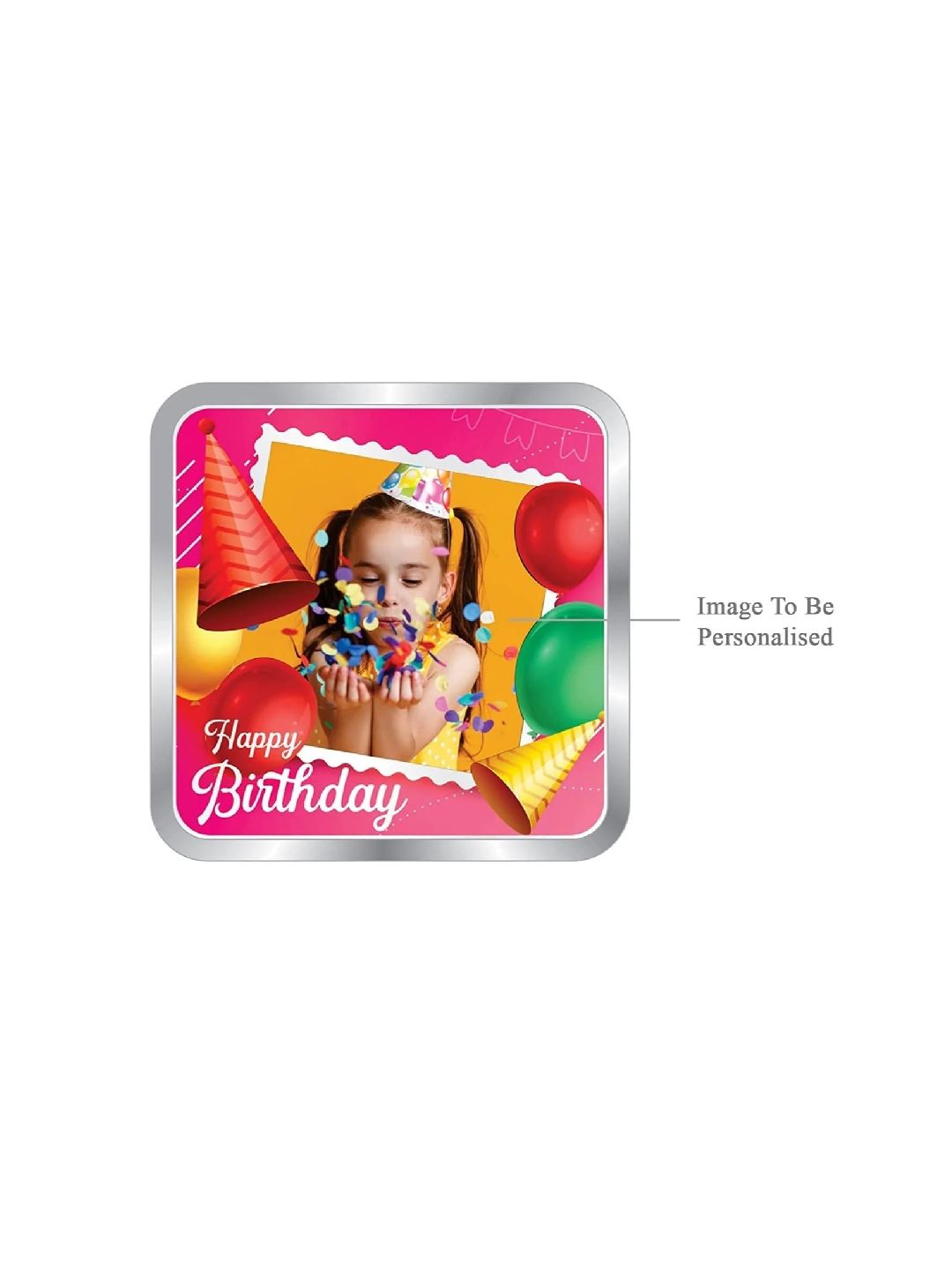 BIS Hallmarked Happy Birthday Personalised Silver Square Coin 999 Pure