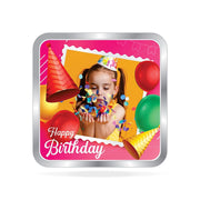 BIS Hallmarked Happy Birthday Personalised Silver Square Coin 999 Pure