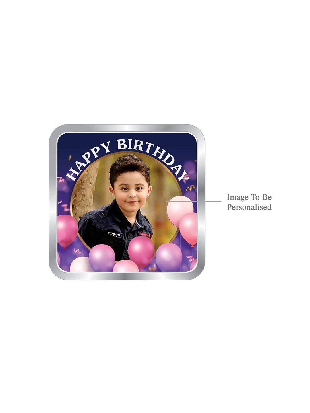 BIS Hallmarked Personalised Happy Birthday Gifting Silver Square Coin (999 Purity)