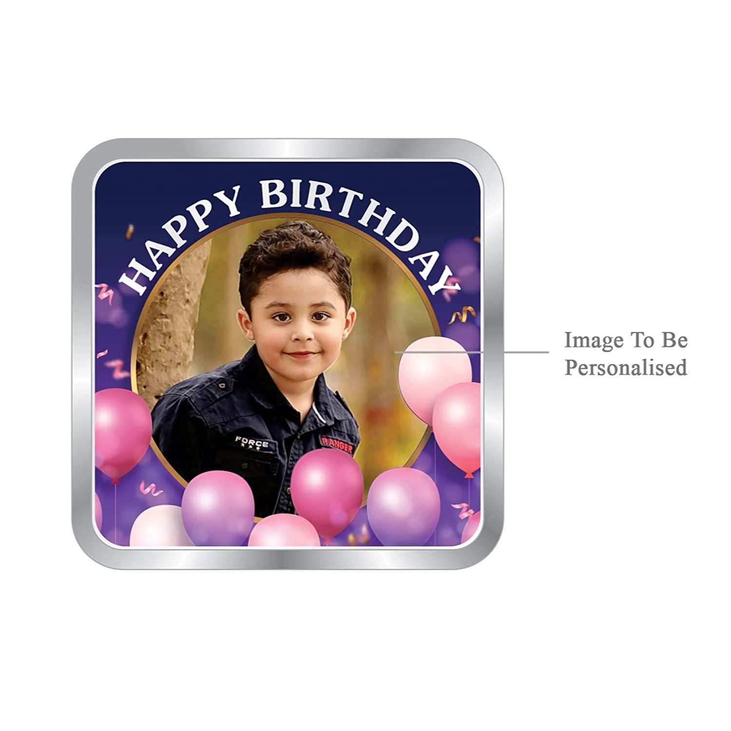 BIS Hallmarked Personalised Happy Birthday Gifting Silver Square Coin (999 Purity)
