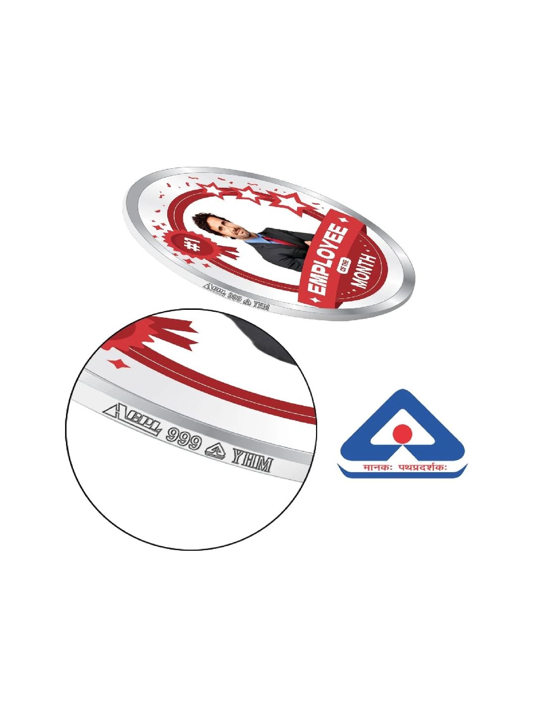 BIS Hallmarked Personalised Silver Coin Employee of the Month, Motivational Gift for Employee 999 Pure