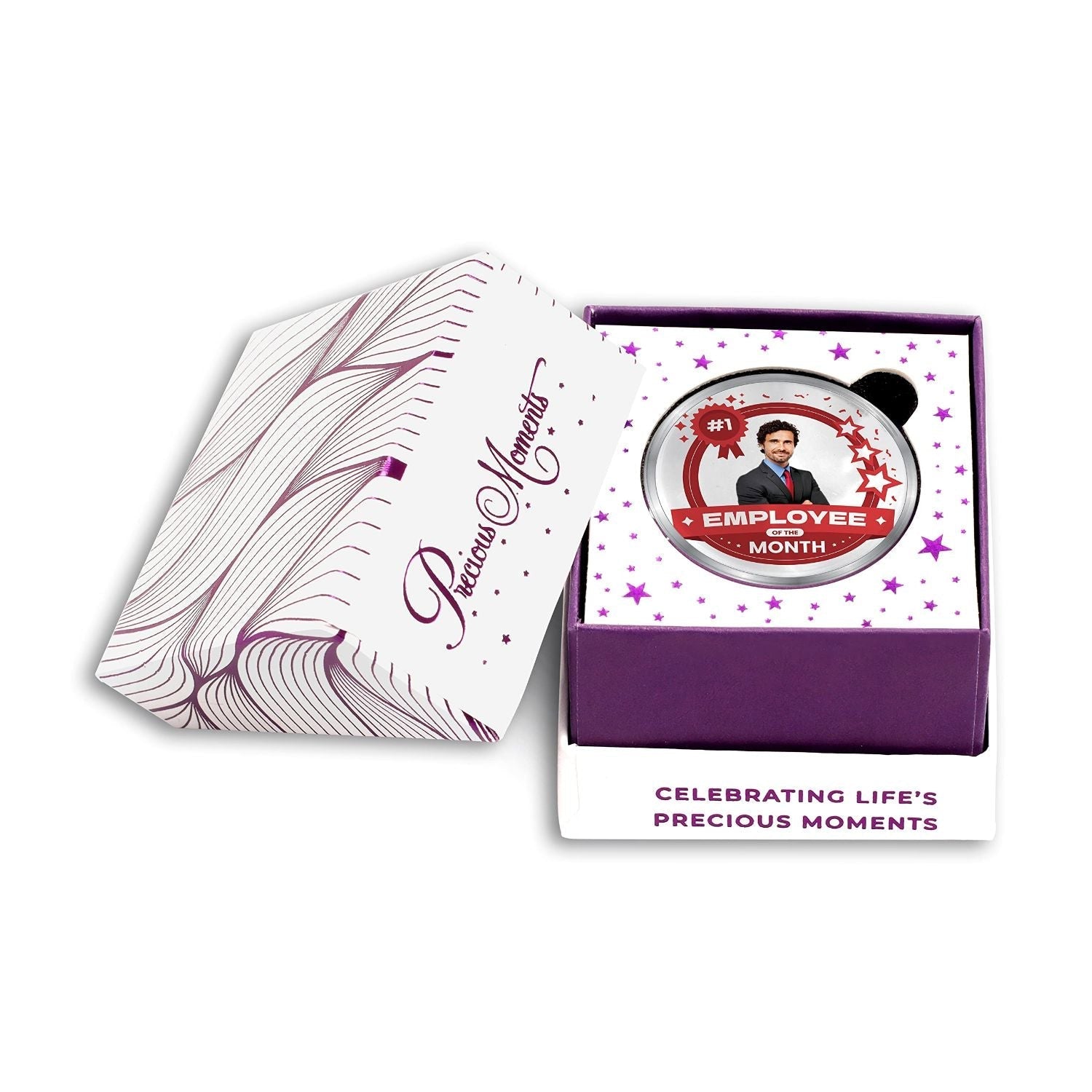 BIS Hallmarked Personalised Silver Coin Employee of the Month, Motivational Gift for Employee 999 Pure