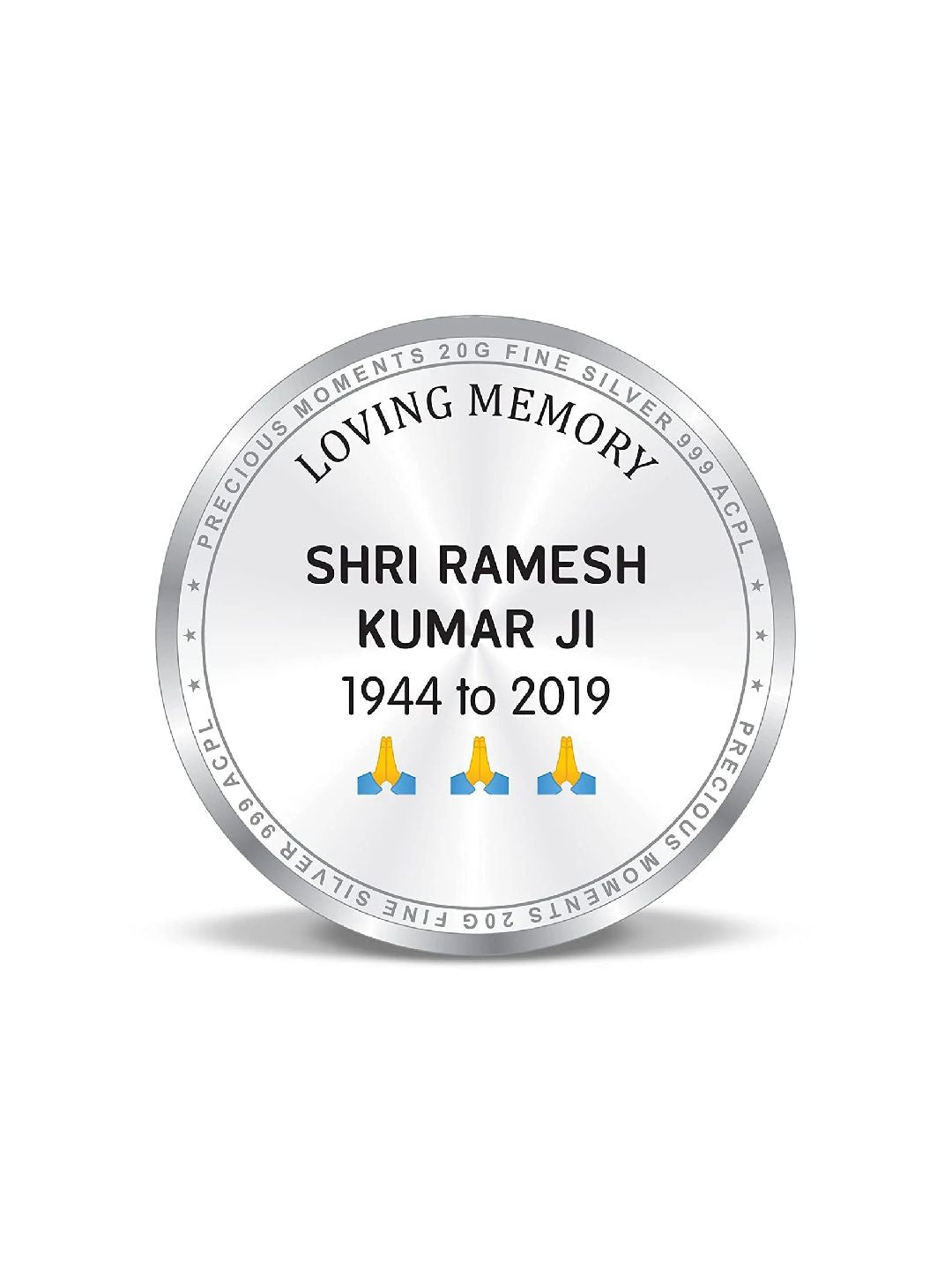 BIS Hallmarked Personalised Silver Coin Death Anniversary Memorial Gift 999 Pure