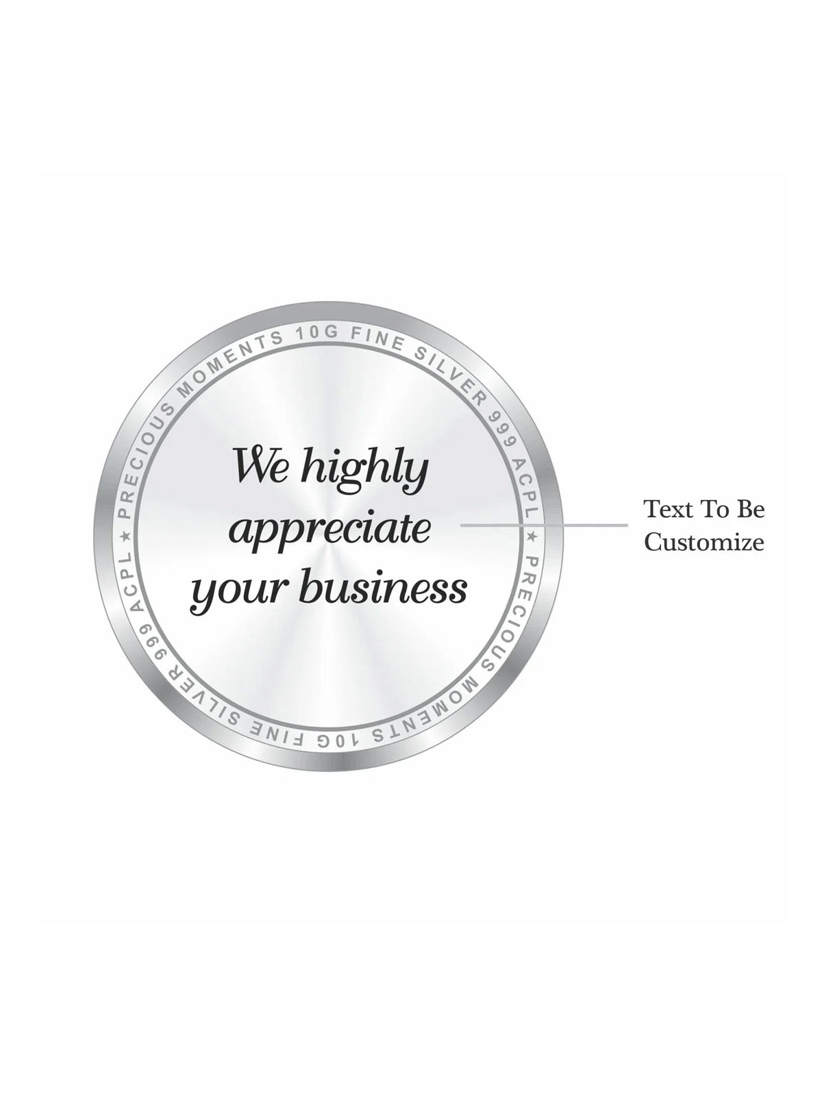 BIS Hallmarked Personalised Silver Coin For Corporate Gifting, Business Promotion, Dealer, Distributors, Return Gift, Client, 999 Pure