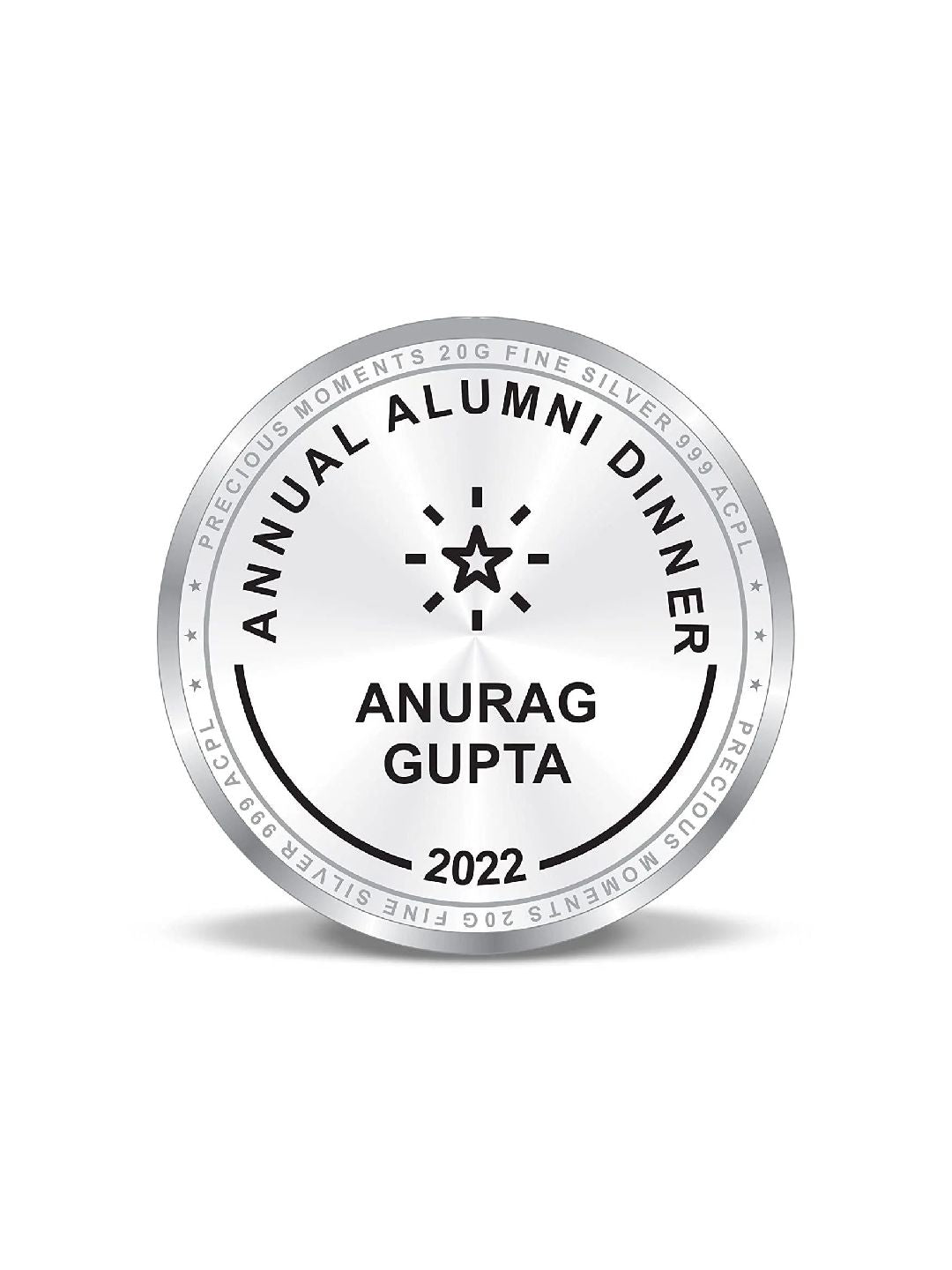 Precious Moments BIS Hallmarked Personalised 10 Gram Silver Coin For Alumni Meet Reunion 999 Pure