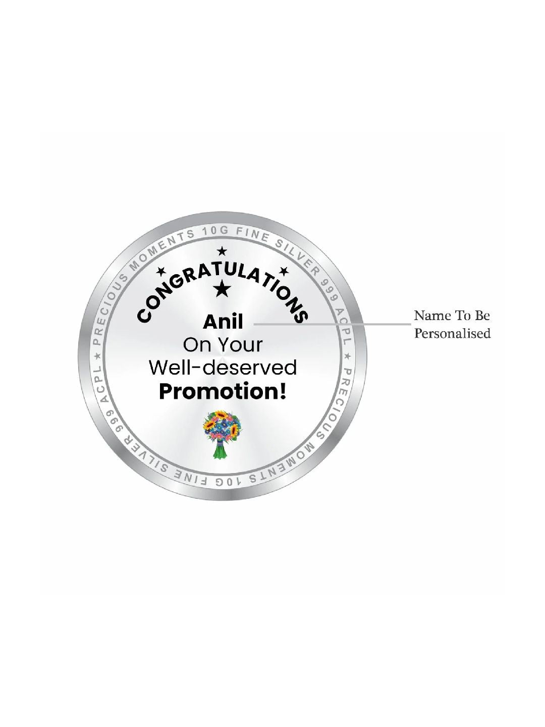 BIS Hallmarked Personalised Silver Coin For Corporate Gifting, Gift for Employee, Promotion, 999 Pure