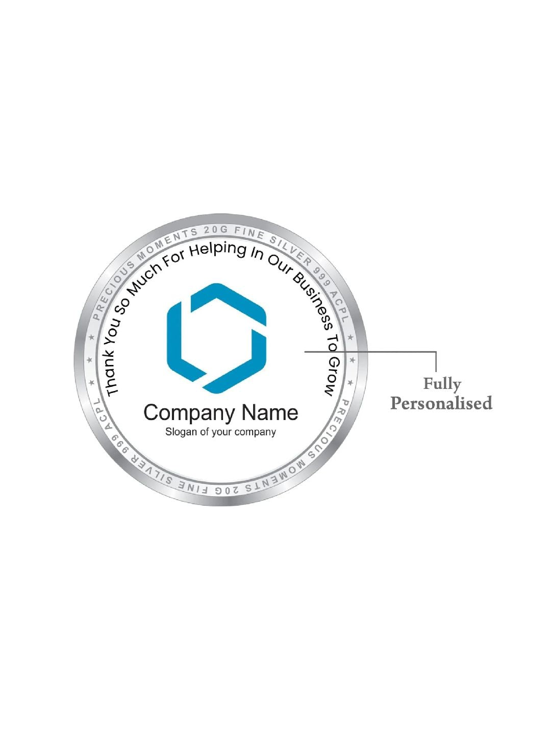 BIS Hallmarked Personalised Silver Coin For Gifting Dealer Distributor 999 Pure