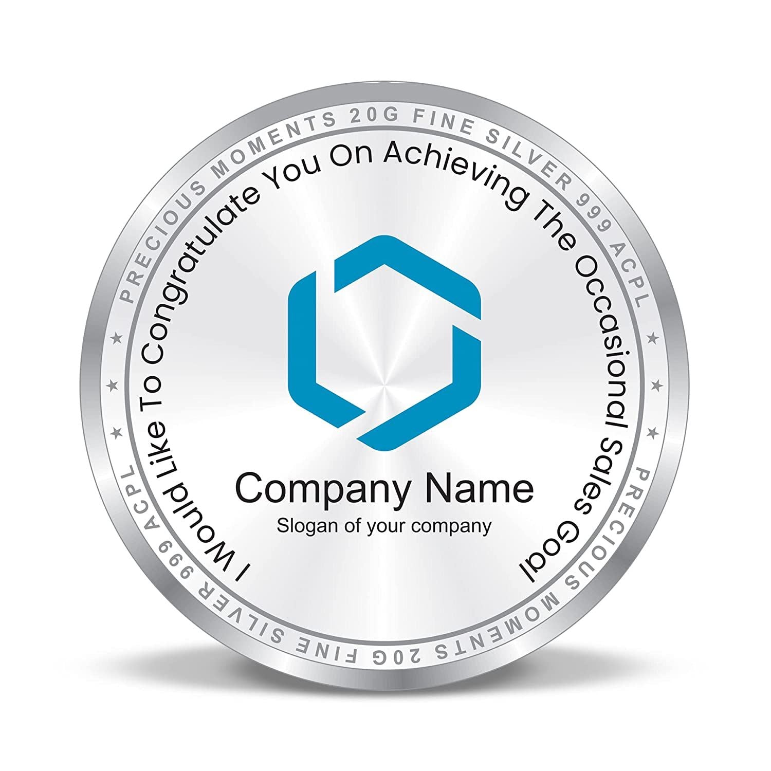 BIS Hallmarked Personalised Silver Coin For Corporate Gifting, Business Promotion, Dealer, Distributors, Return Gift, Client, 999 Pure