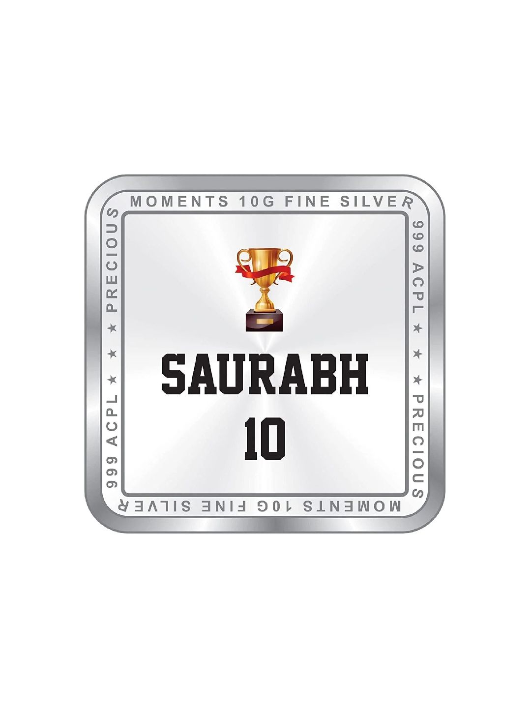 BIS Hallmarked Personalised Silver Coin Sports square Best Gifting for Winner Player 999 Pure