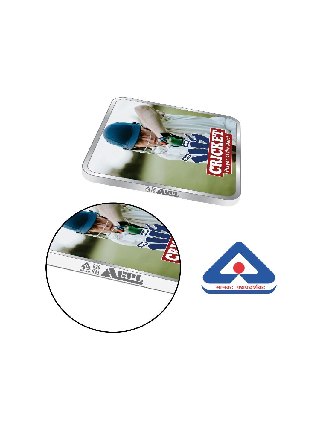 BIS Hallmarked Personalised Silver Coin Sports square Best Gifting for Winner Player 999 Pure