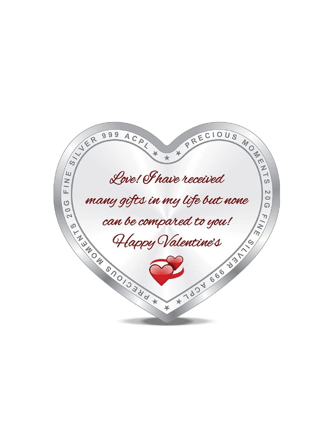 BIS Hallmarked Personalised Silver Coin Happy Valentines Day Gift 999 Pure