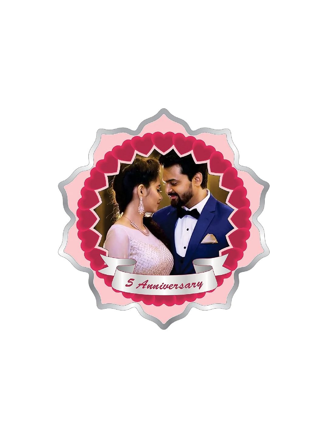 BIS Hallmarked Personalised Silver Coin Wedding Anniversary Gift for Couple Flower Shape 999 Pure