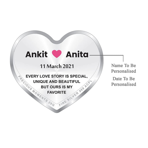 Hallmarked Personalised Newly Married Heart Silver Coin 999 Pure
