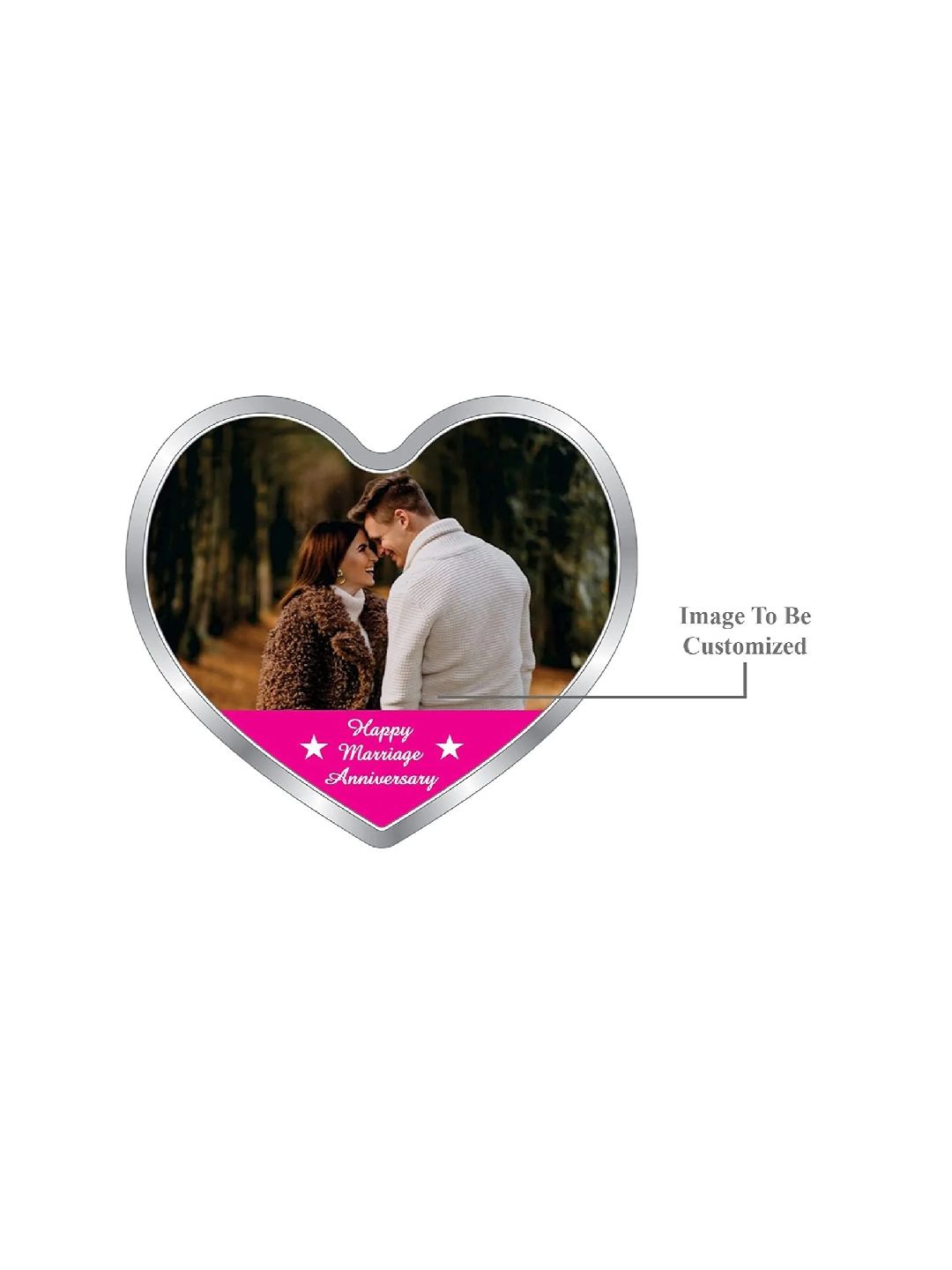 BIS Hallmarked Personalised Newly Married Heart Silver Coin 999 Pure