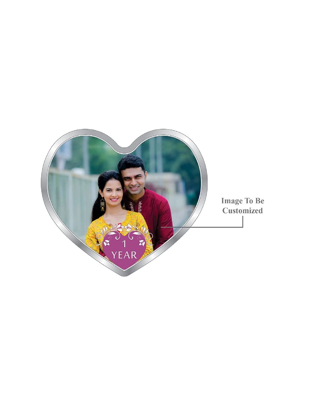 BIS Hallmarked Personalised Newly Married Heart Silver Coin 999 Pure