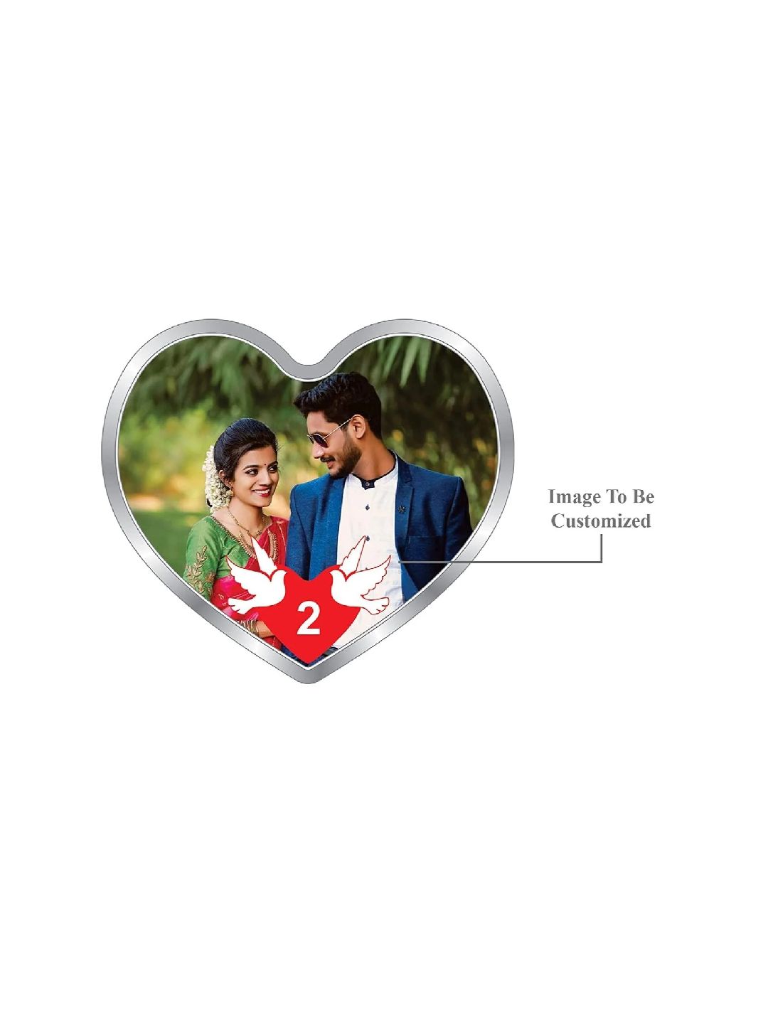 BIS Hallmarked Personalised Newly Married Heart Silver Coin 999 Pure