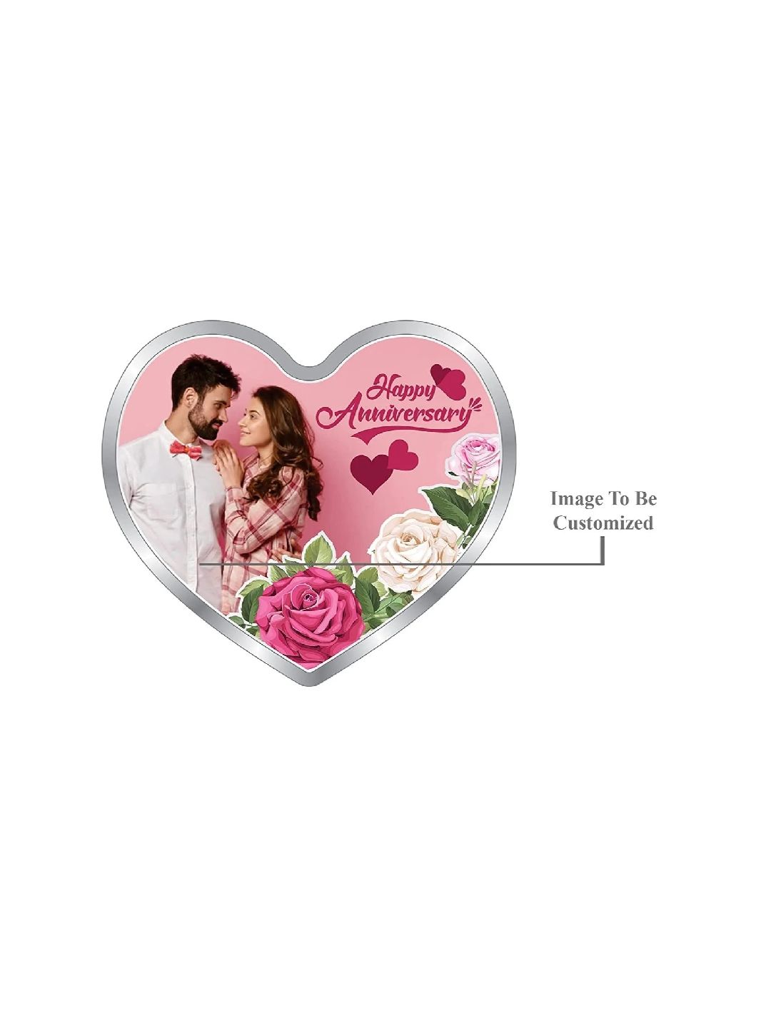 BIS Hallmarked Personalised Newly Married Heart Silver Coin 999 Pure