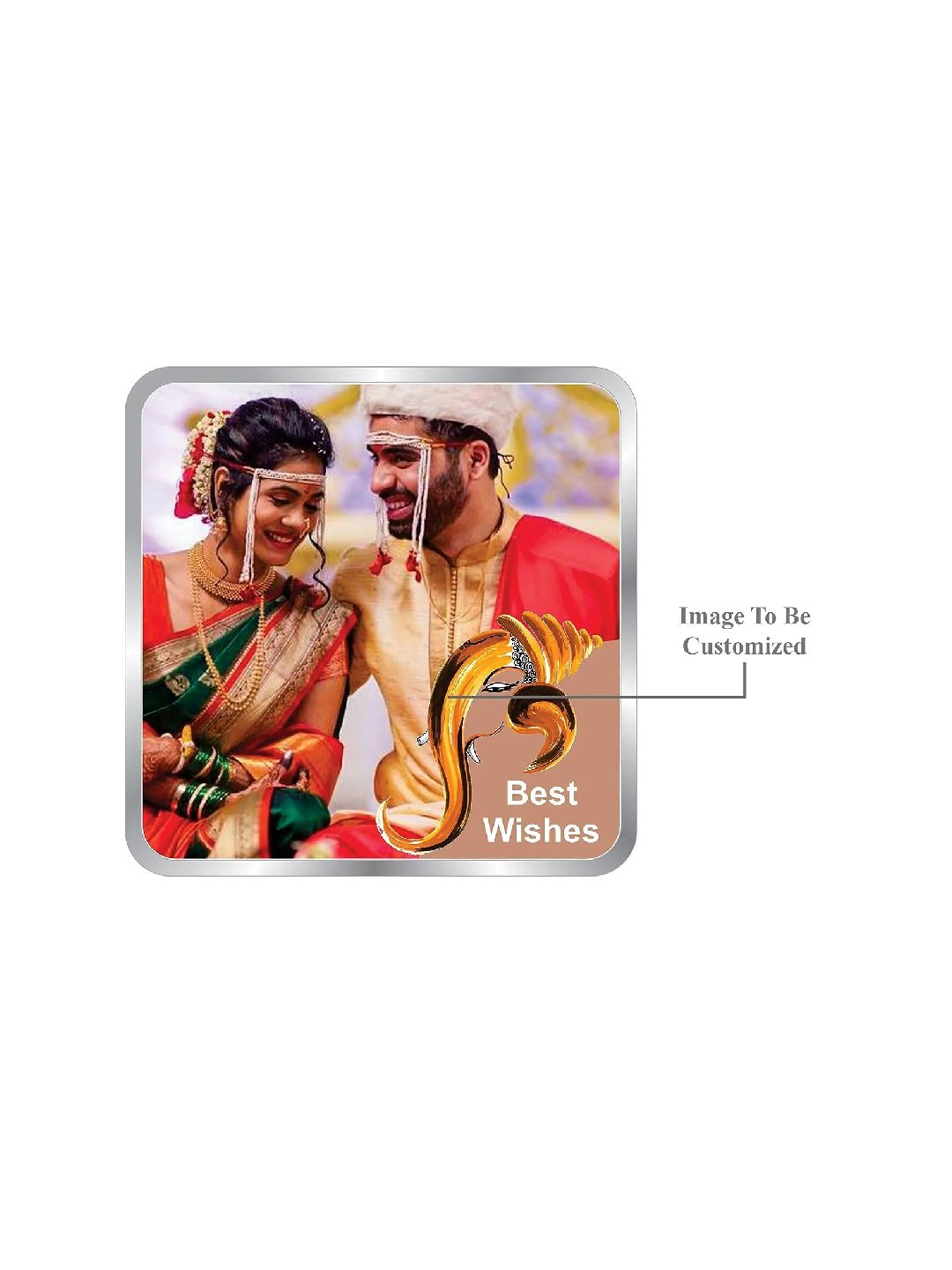 BIS Hallmarked Personalised Silver Square Coin for Newly Married Anniversary 999 Purity