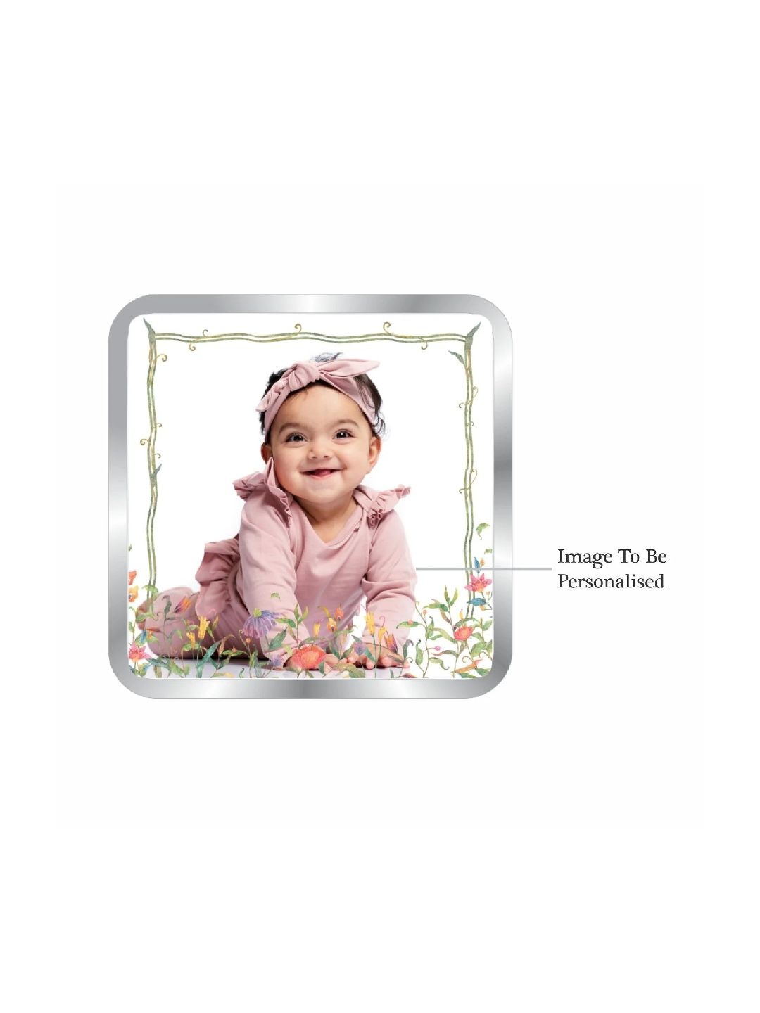 BIS Hallmarked Personalised New Born Baby Girl Silver Square Coin 999 Purity