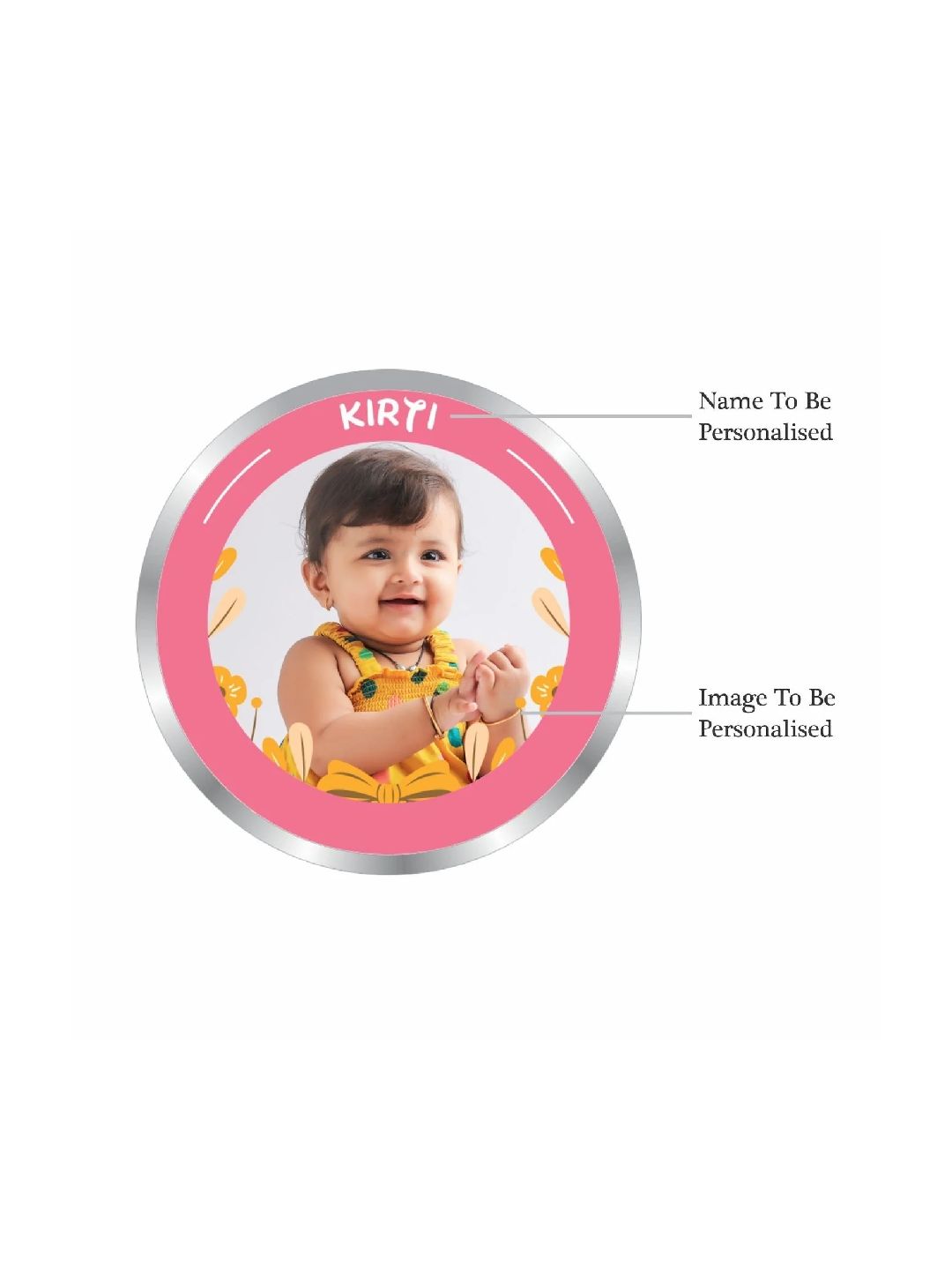 BIS Hallmarked Personalised New Born Baby Girl Silver Round Coin 999 Purity