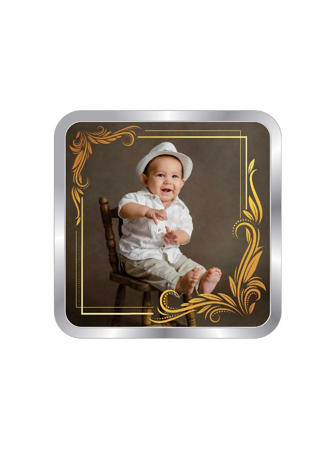 BIS Hallmarked Personalised New Born Baby Boy Silver Square Coin 999 Purity