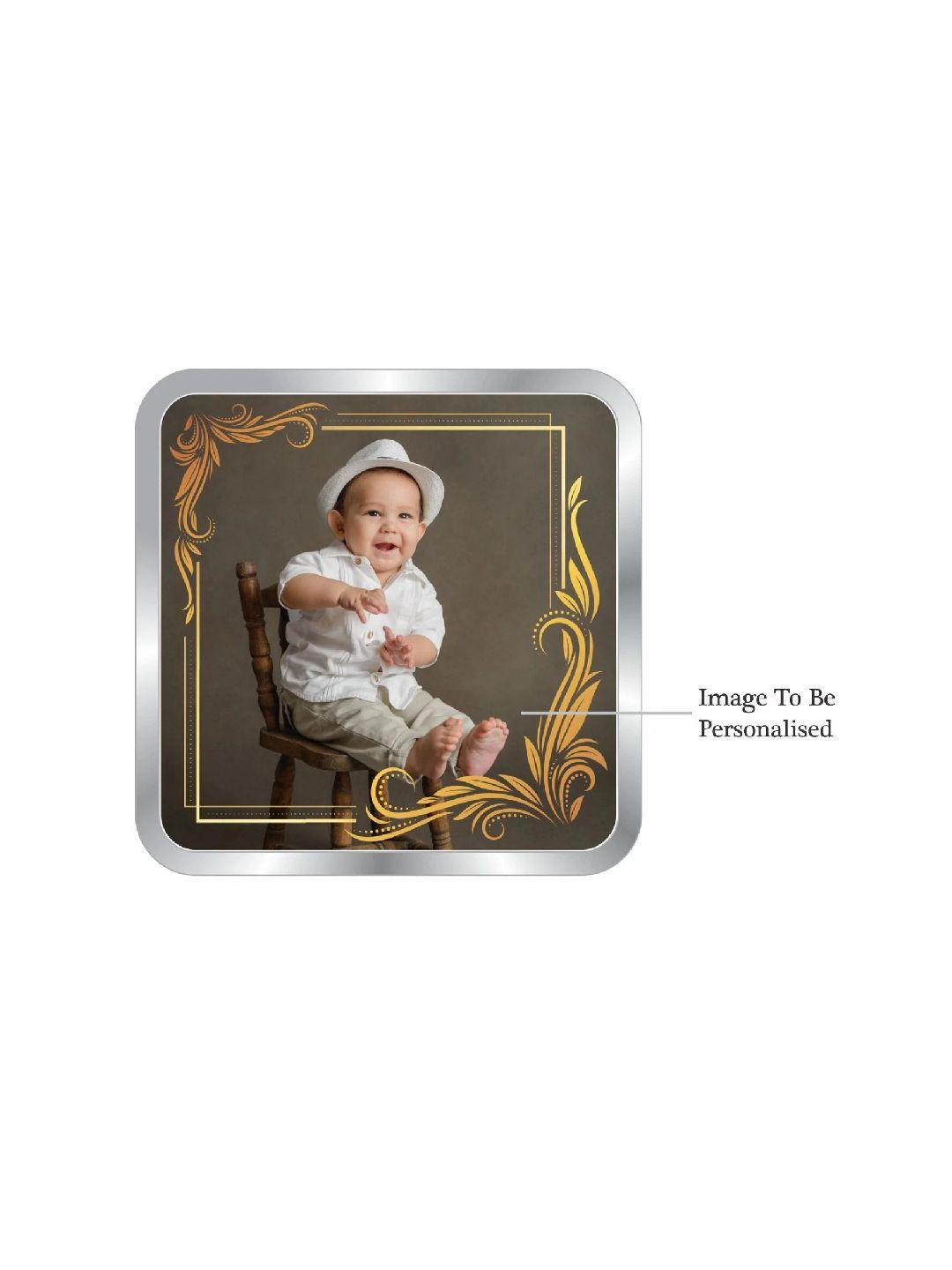 BIS Hallmarked Personalised New Born Baby Boy Silver Square Coin 999 Purity