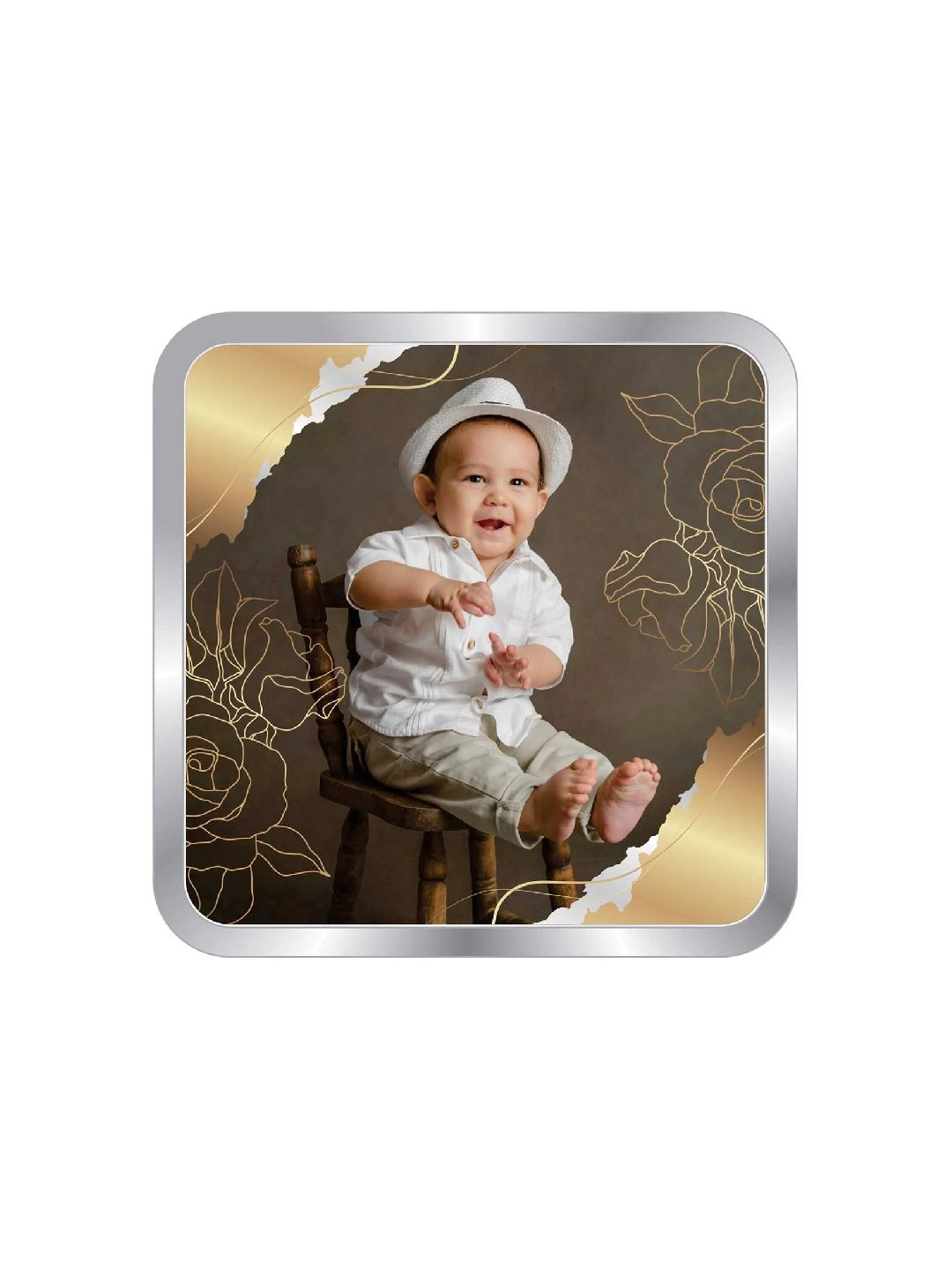 BIS Hallmarked Personalised New Born Baby Boy Square Silver Coin 999 Purity