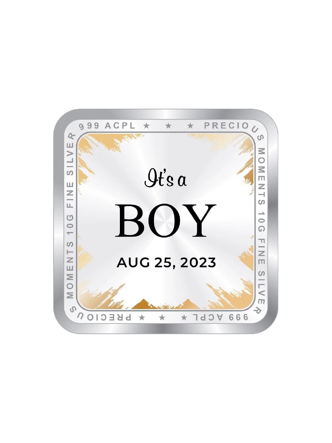 BIS Hallmarked Personalised New Born Baby Boy Silver Coin 999 Purity