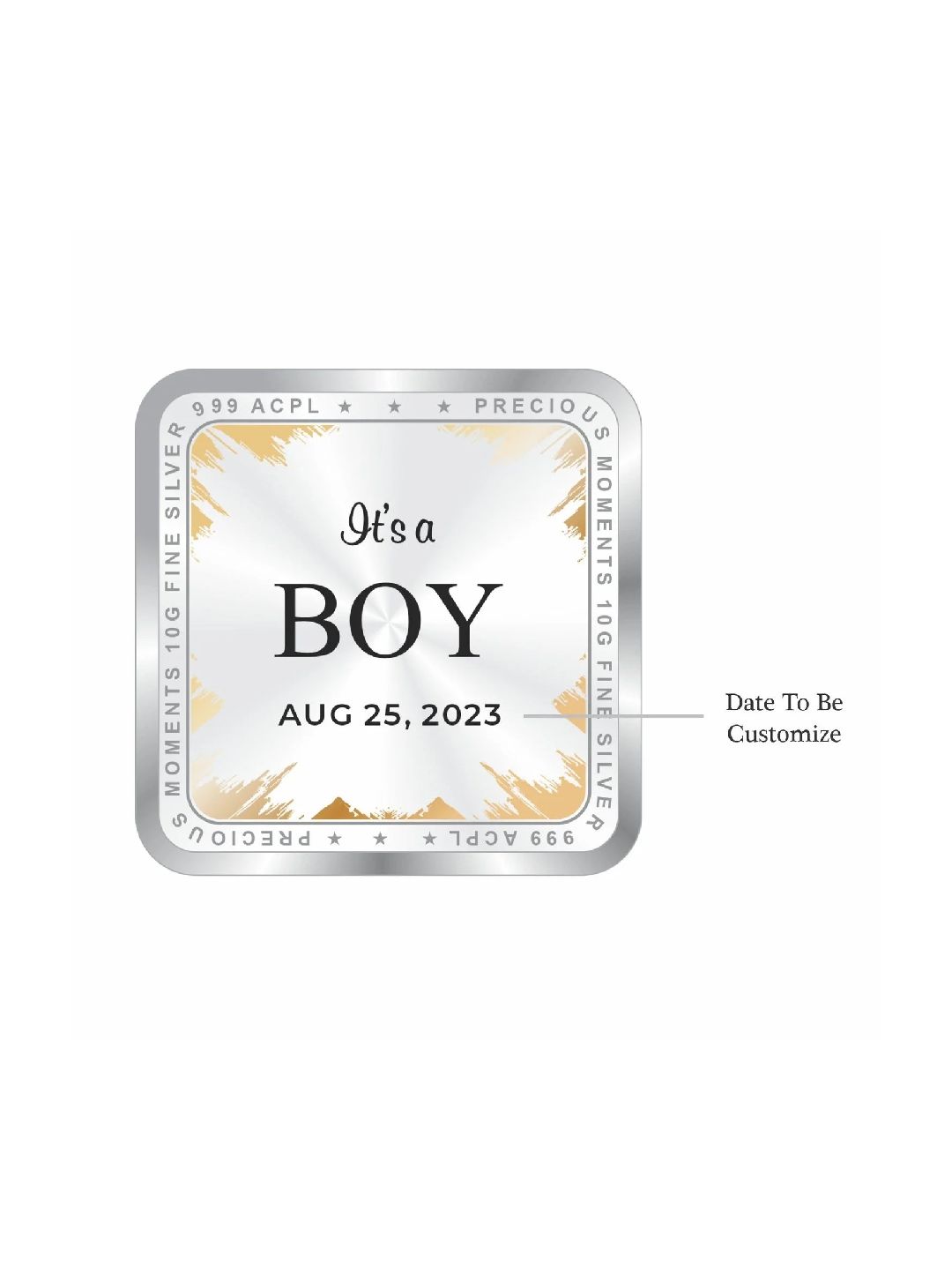 BIS Hallmarked Personalised New Born Baby Boy Silver Coin 999 Purity