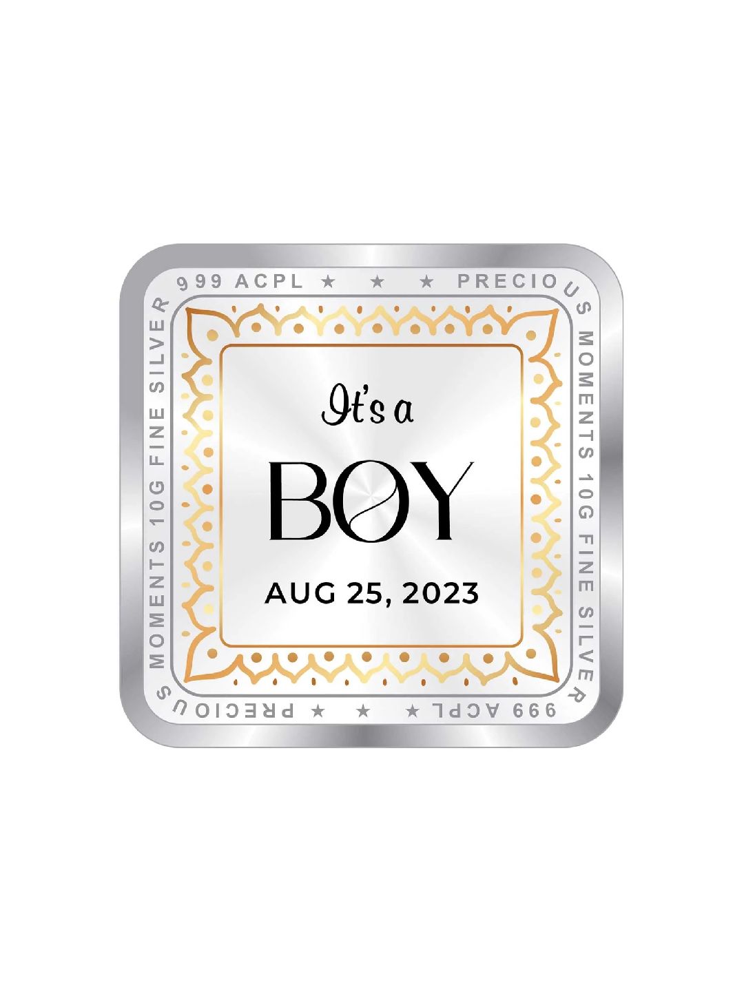 BIS Hallmarked Personalised New Born Baby Girl Square Silver Coin 999 Purity