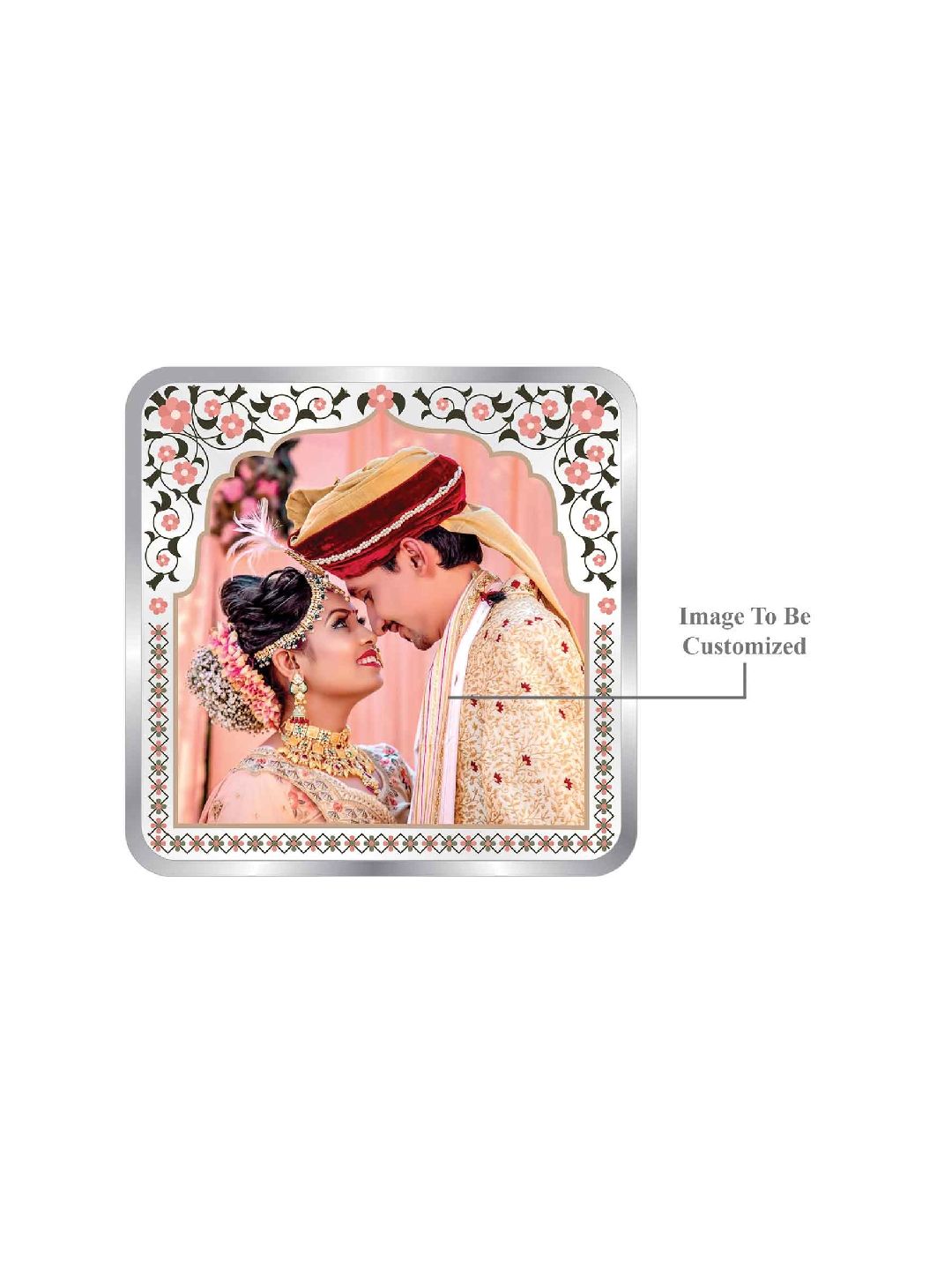 BIS Hallmarked Personalised Newly Married Anniversary Beautiful Square Silver Coin ( 999 Purity )